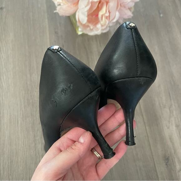 Kate‎ Spade Vivian Pumps Black Leather Point Toe Heels - Picture 7 of 8